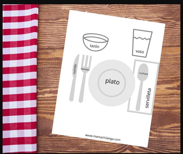 Hora de Comer Spanish meal time vocabulary illustration for kids